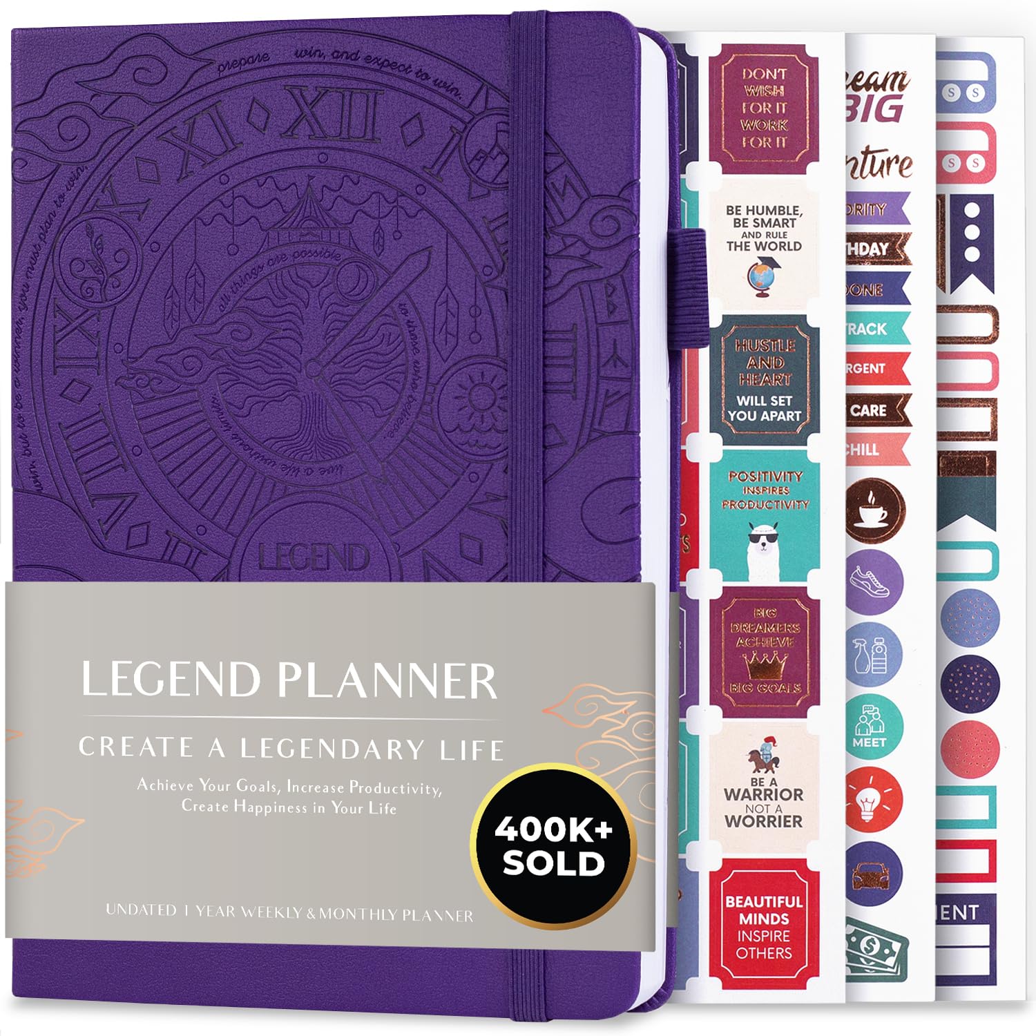 Legend Planner – Weekly & Monthly Life Planner to Hit Your Goals & Live Happier. Organizer Notebook & Productivity Journal. A5 (Purple)