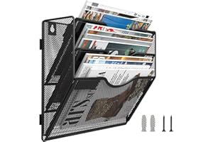 LQPAFZ Wall File Organizer, 3 Pockets Mesh Wall File Holder Organizer Office Hanging Magazine Rack, Hanging Folder Organizer- Easy Assembly, Black