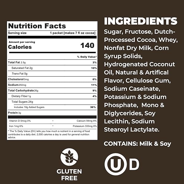 COCOA CLASSICS DARK CHOCOLATE COCOA MIX, SWEET, SMOOTH, INTENSE DARK CHOCOLATE FLAVORED, MAKE HOT OR ICED COCOA, GLUTEN FREE, KOSHER DAIRY FRIENDLY, 1.25OZ PACKETS (PACK OF 12)