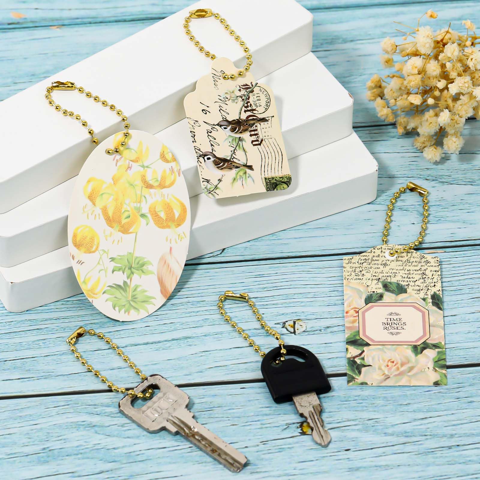 100Pcs Ball Beads Chain,4inch Bead Chain Gold Beads 2.4mm Diameter with Ball Connector Clasp Keychain Rings Metal Rings for Crafts Dog Tag Metal Chain Metal Bead Chain Dog Tag Chain