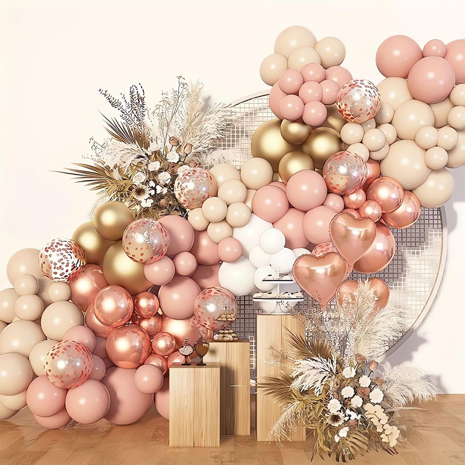 Blush Pink Balloons Arch Kit,172Pcs Retro Dusty Pink Balloon Arch Garland Kit with Beige White Rose Gold Nude Latex Balloons for Girls Birthday Party,Baby Shower Decoration,Bridal Shower, Boho Wedding — image 1