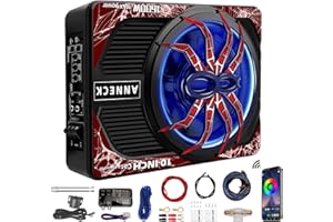 1600W 10" Slim Under Seat Subwoofers with Built-in Amp | LED Ambient Light, Deep Bass, Individual Controls (LPF/Gain/Bass Boo