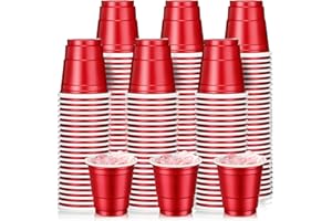 Layhit 200 Pack 2oz Christmas Shot Cups Plastic Shot Glasses Mini Disposable Cups for Wedding Birthday Valentine's Day Party Supplies Beer Drinking Serving Snacks Samples Tastings(Red)