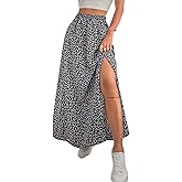 Avanova Women Boho Floral Slit Maxi Skirt Split Thigh High Waisted Long Skirts