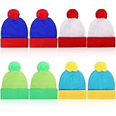 Shinymoon 8 Pcs Pom Beanie Hat Men Women Cuff Knit Winter Pom Hat Warm Skull Cap for Halloween Christmas Cosplay Headwear, 4 Styles