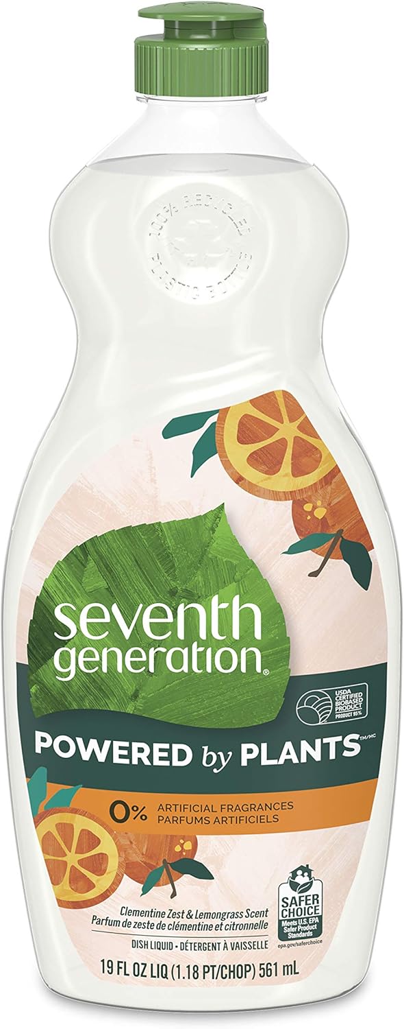 Seventh Generation Dish Soap Liquid Clementine Zest Lemongrass Scent, 114 Fl Oz: Health & Personal Care