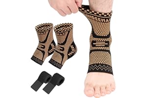 INDEEMAX 2 Pack Ankle Brace for Sprained Ankle, Arch Support Compression Sleeve Socks for Women & Men, Achilles Tendonitis Brace Wraps for Plantar Fasciitis, Foot Swelling Relief (Copper, Large)