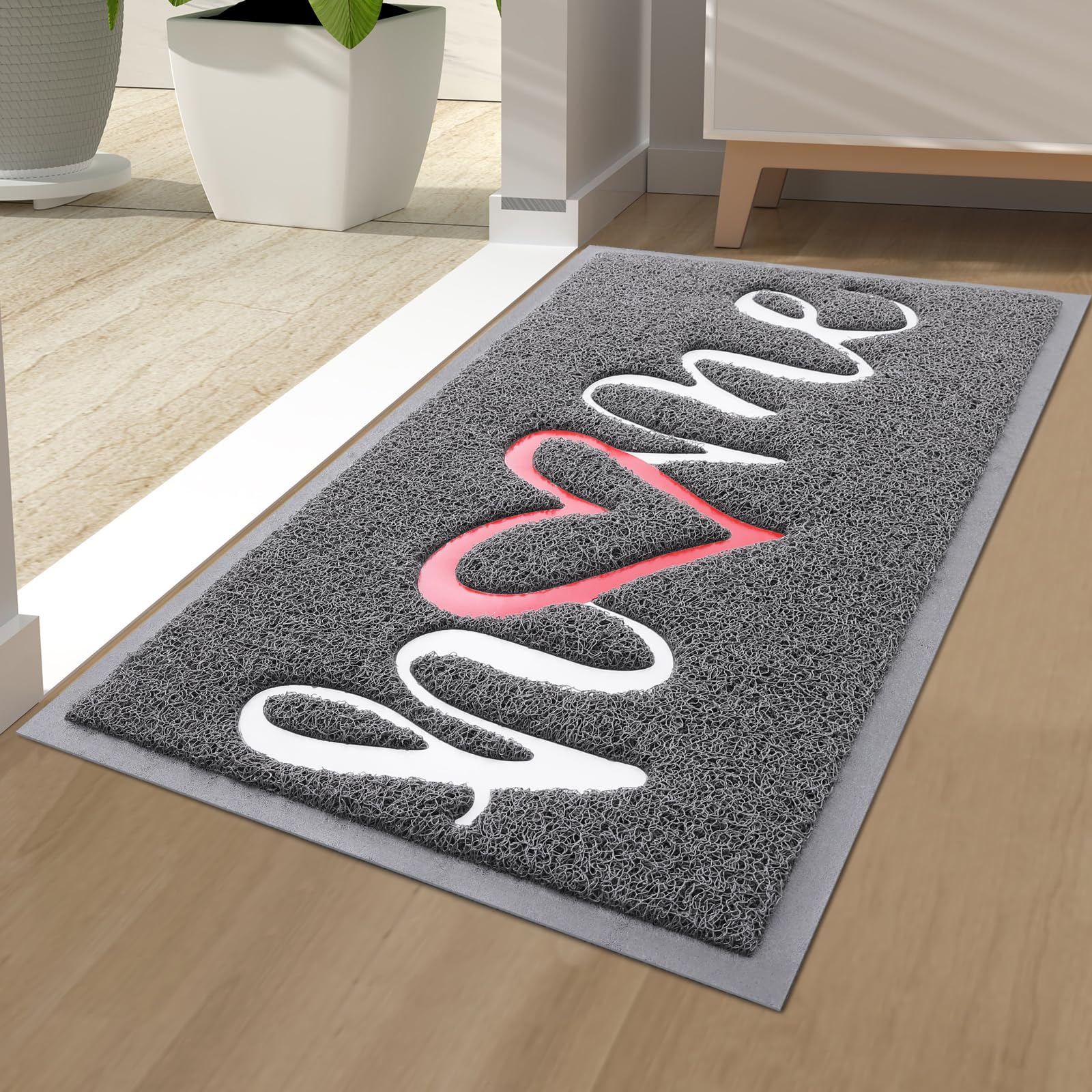 Homaxy Home Door Mat, Dirt Trapper Doormats Non-Slip Low Profile Durable Door Mat for Outdoor, Indoor, Entrance, Patio, Front Back Door — (44 x 76cm, Grey) — image 1