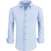 Alex Vando Mens Button Down Shirts Wrinkle Free 4-Way Stretch Print Business Casual Shirt