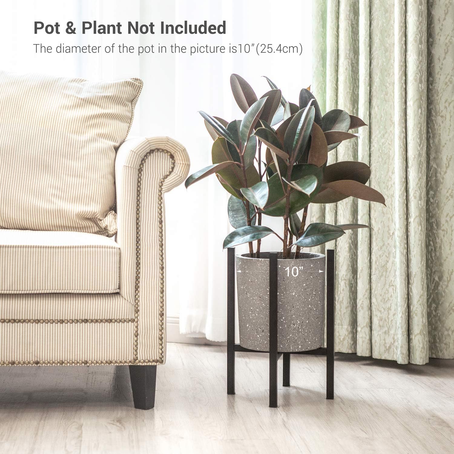 Mkono Plant Stand Mid Century Modern Tall Metal Pot Stand Indoor (Plant Pot Not Included) Flower Potted Plant Holder Plants Display Rack, Fits Up to 10 Inch Planter : Garden & Outdoor