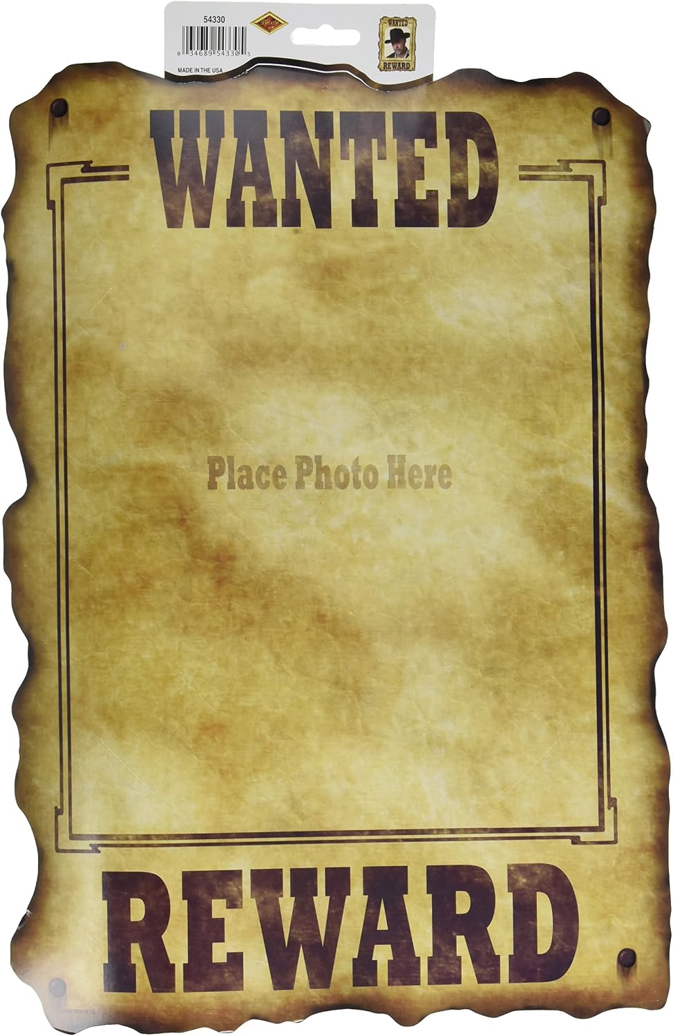 Découpes Panneau Wanted Beistle - Style Western - Imprimé Recto - Pour Déco Fête Thème