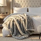 Hyde Lane Ultra Long Pile Faux Fur Throw Blanket, Luxury Fluffy with Black Tipped Blankets for Home Decor, Fuzzy Plush Animal Wolf Color Throws As a for Women, Direwolf, 60x80