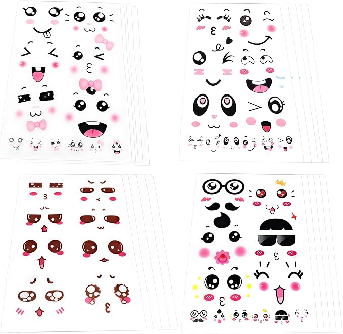 Rusoji 20pcs Cute Colorful Cartoon Face Expression Stickers