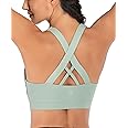 RUNNING GIRL Sports Bra for Women, Criss-Cross Back Padded Strappy Sports Bras Medium Support Yoga Bra with Removable Cups