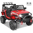 Hikole 24V Kids Electric Car for Kids with Parent Remote, 24V Ride on Toy car for Boys&Girl, Driving/Reverse, Pedal Accelerate, 400W Battery Power Motors, Jeep Toy, Red Jeep