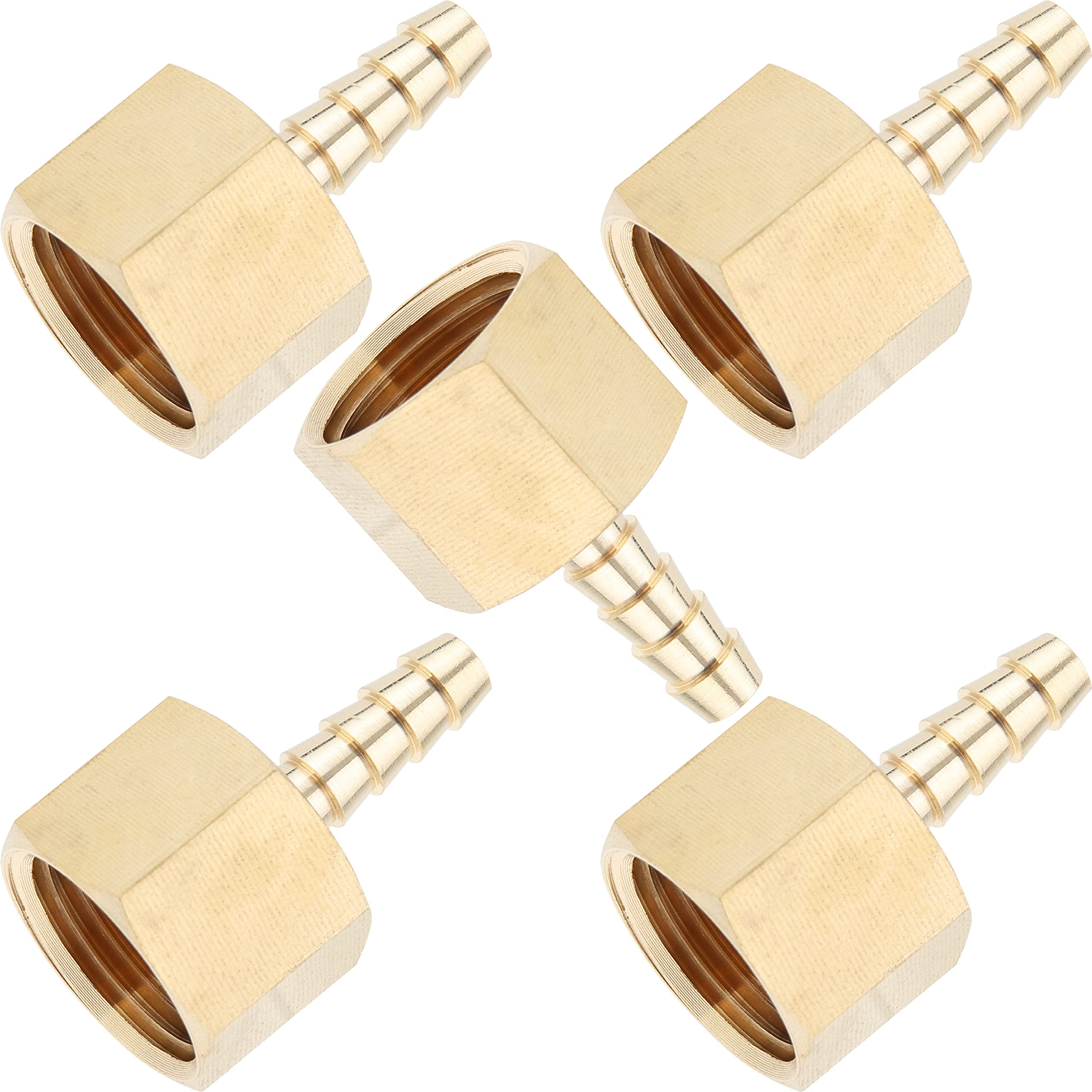 LTWFITTING Brass BSP Fitting Coupler/Adapter 1/2-Inch Female BSPP x 6mm Hose Barb(Pack of 5)