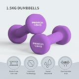 PROIRON Neoprene Dumbbell Weights Pair 1.5KG Purple Non-Rolling Coated view 2