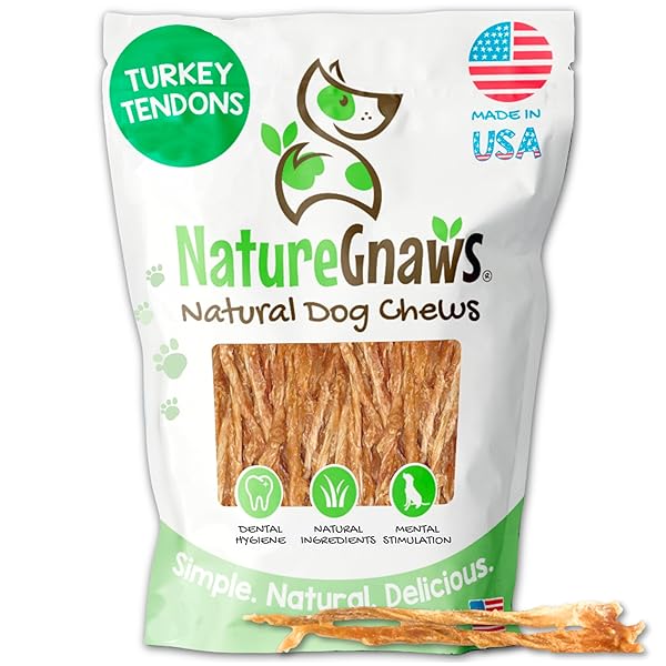 NATURE GNAWS USA TURKEY TENDONS FOR DOGS (4OZ) – DELICIOUS GRAIN FREE REWARD SNACK FOR SMALL, MEDIUM & LARGE BREEDS – PREMIUM NATURAL DOG CHEW TREATS