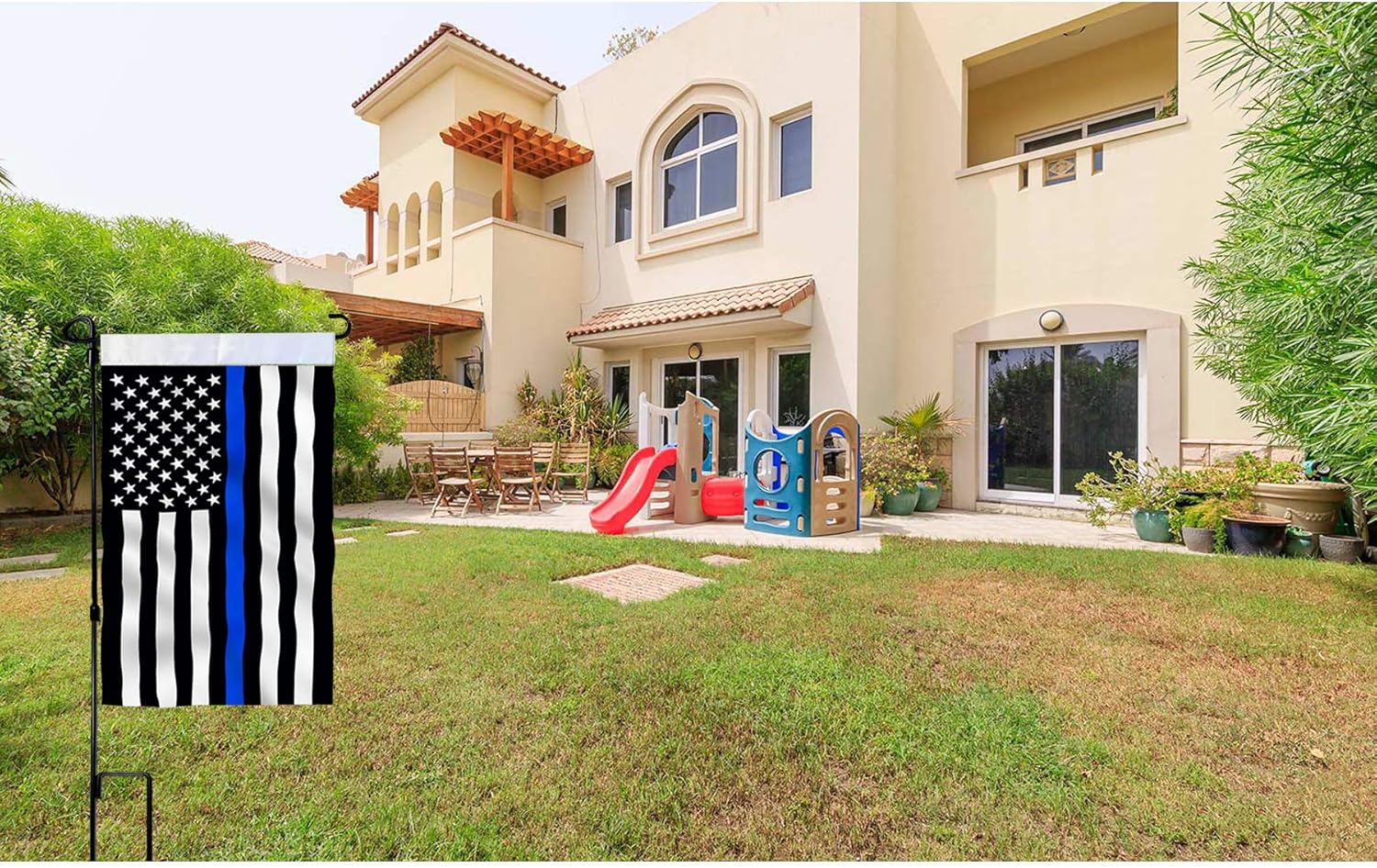 Garden Flag Stand-Holder-Pole with Garden Flag Stopper and Anti-Wind Clip 36.3"H x 16.5"W For USA Flag Or Season Garden Flags Keep Your Flags from Flying Away in High Winds : Garden & Outdoor