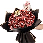 25 Pcs Red Glitter Roses Bouquet,Valentine's Day DIY Artificial Bouquet of Shiny Red Faux Rose Flowers Bouquet,for Wedding Bouquet Centerpiece Floral Arrangement Bride Shower Party Home Decor