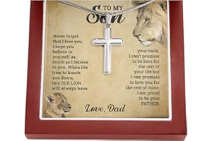 FG Family Gift Mall To My Son From Mom, Son Gifts From Mom and Dad, Mother and Son Necklace, Birthday Gift For My Son Graduation Christmas Faith Cross Necklace Present