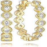 GIULIA LEONI Gold Earrings 14K Gold Earrings for Women with Cubic Zirconia Inspired by the Evil Eye Dainty Statement Hoop Earring for Women Trendy 55mm