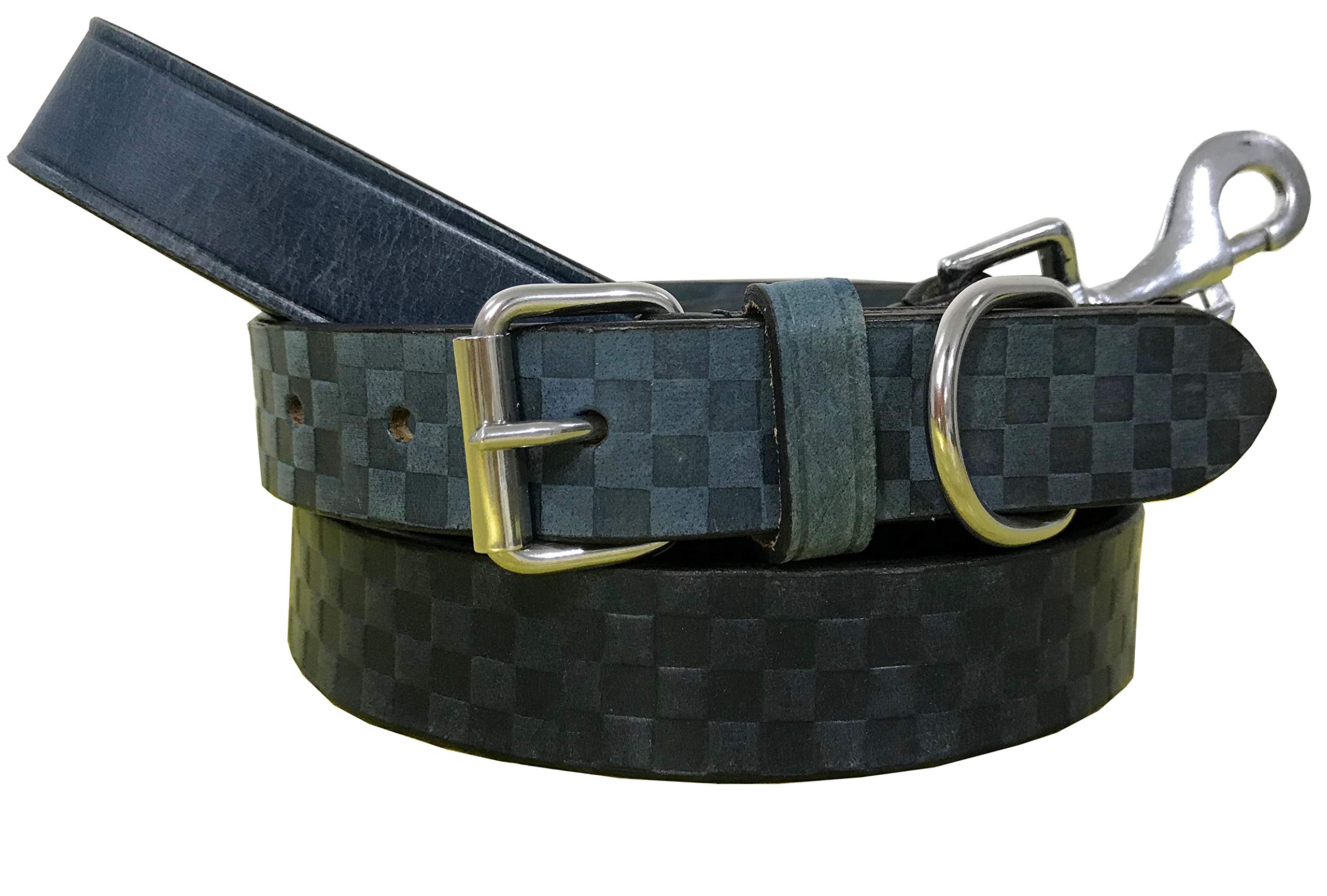 BRADLEY CROMPTON Genuine Leather Matching Pair Dog Collar and Lead Set M