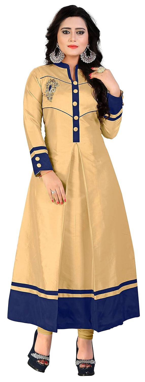 mt women's taffeta silk party wear long kurti (mt-108 p)