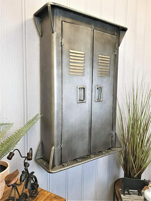 Generic Etagere Vintage Ndustrial S En Metal Argente Grand Meuble De Rangement Industriel D Etagere Murale Armoire Amazon Fr High Tech