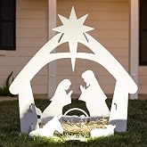 Best Choice Products 4ft Outdoor Nativity Scene, Weather-Resistant Decor, Christmas Holy Family Yard Decoration, Water-Resistant PVC - White