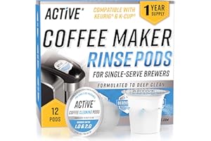 ACTIVE K-Cup Compatible Keurig Cleaning Pods - Quick-Rinse Cleaners for Single Serve Coffee Machine, 12 Month Coffee Maker Cl