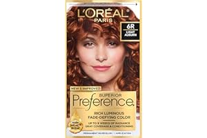L'Oreal Paris Superior Preference Hair Dye, 66 Light Red Brown, Permanent Color, 100% Grey Coverage, 9 Weeks Luminous Fade-De