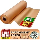 260 Sq.Ft Unbleached Parchment Paper for Baking – Roll with Cutter, Heavy Duty Non-Stick Brown Parchment for Baking, Cooking,