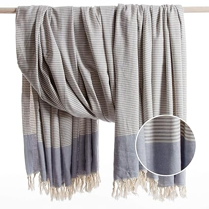 ANATURES Traveler Denim Blue Hamamtuch Oeko-TEX Standard 100 - Pestemal 180 x 240 - Fouta Hammam Badetuch Peshtemal Strandtuc