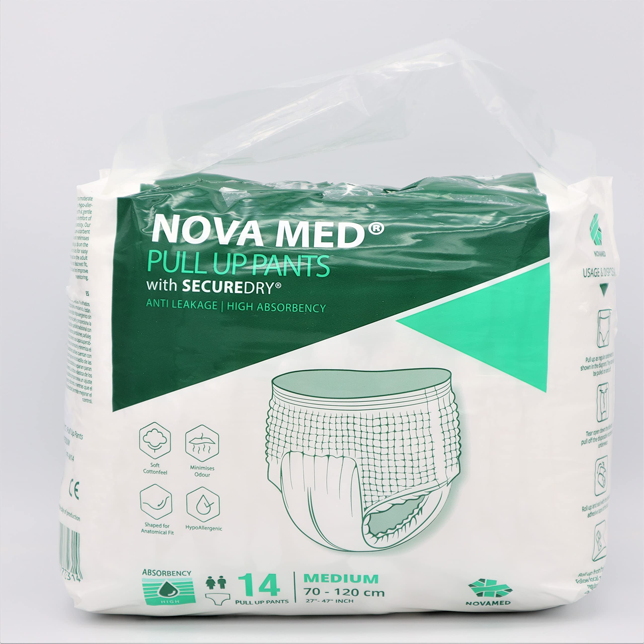 Nova med Incontinence Pants Women & Men, Adult Pull up Pants, Adult Nappies - 14 Pants per Pack (Medium) - 1700ml Absorbency - A British Brand