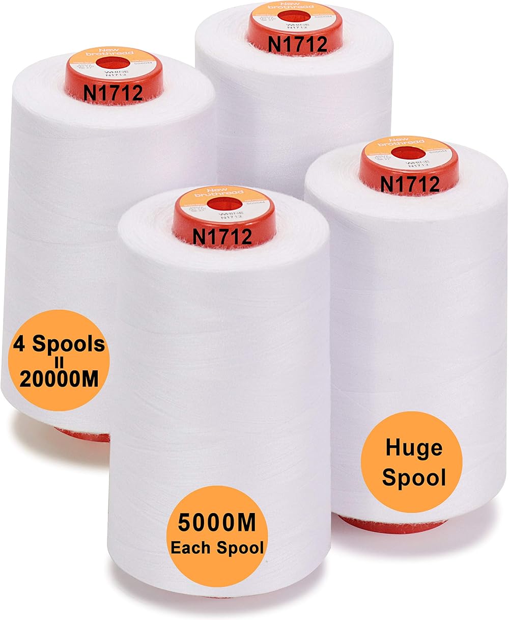 New brothread 4 Large Cones 5000M All Purpose Polyester Sewing Thread