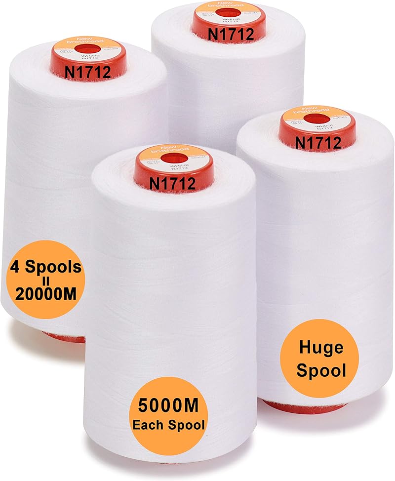 New brothread 4 Large Cones 5000M All Purpose Polyester Sewing Thread