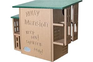 JCs Wildlife Nutty Mansion Squirrel House: Luxurious Home & Playground for Your Backyard Squirrels (Tan w/Green Roof)