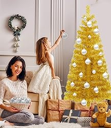 DEWUR Pre-Lit Artificial Christmas Tree, Warm White