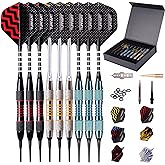 Turnart Darts Plastic Tip 9 Pcs 18 Grams Professional Soft Tip | Darts Set for Electronic Dartboard with 50 Extra Tips 9 Shafts 27 Flights Tool Kit Flight Protectors and Gift Darts Case