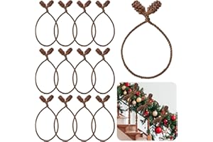 Celltestria 12pcs 20 Inches Christmas Garland Ties, Reusable and Flexible Xmas Garlands Wreath Twist Tie for Banister Railing Stairs Tree Home Holiday Decoration Craft Wrapping(Brown)
