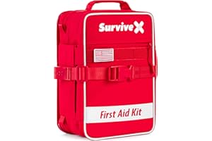 SurviveX Large First Aid Kit for Car, Travel & Home - Emergency Kit for Hiking, Camping, Backpacking and Outdoors - Includes Zip Stitch Wound Closure Strips