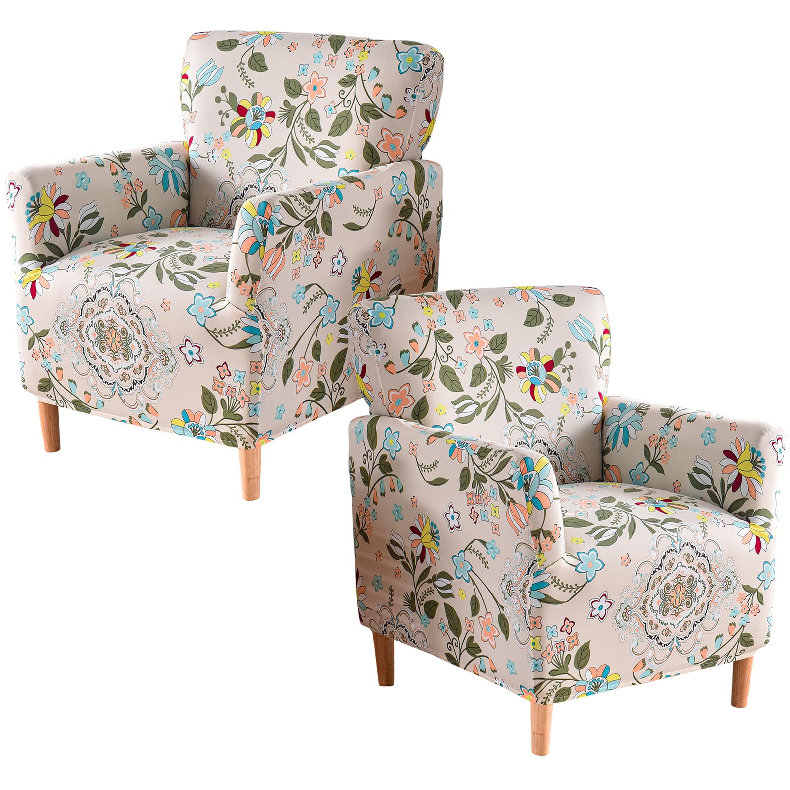 Photo 1 of GOSTADY Printed Banquet Armchair Slipcovers Soft Chair Covers Armchair 2-Piece Stretch Chair Covers for Living Room Nonslip Outdoor Armchair Slipcover Kids Pets Friendly Furniture Protector,04