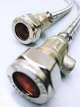 AK Pair Flexible Monobloc Tap Tail Connector with Isolator Valve M10/M12 view 3