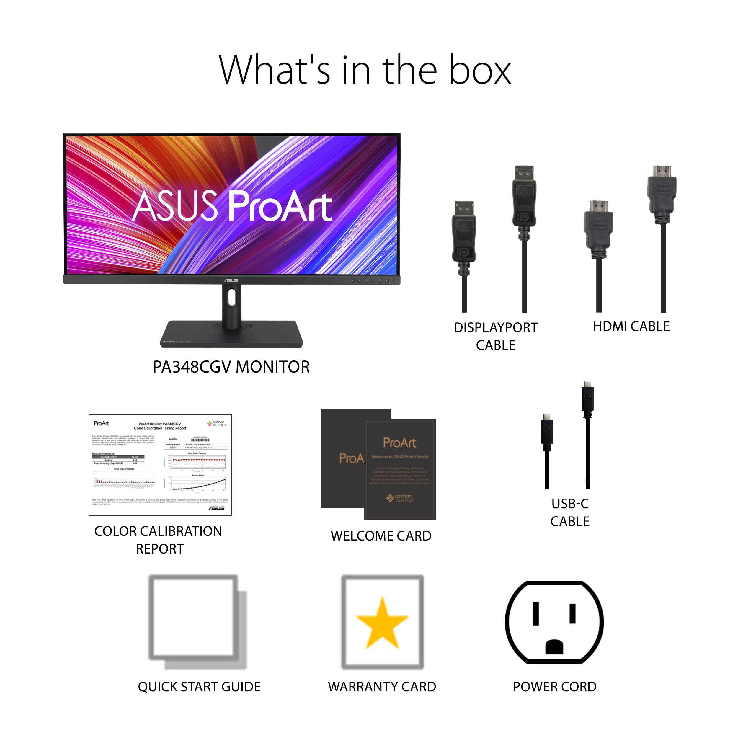 ASUS 34-Inch ProArt Monitor - 21:9 QHD, 120Hz, 98% DCI-P3, Calman Verified, USB-C - For Laptop & Mac