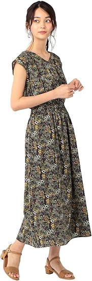 Amazon Co Jp ノーリーズ Nolley S ダークフラワープリントワンピース Nolley S Light 0 0818 2 07 002 38 イエロー系3 服 ファッション小物