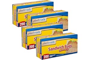 Plastimade Sandwich Bags With Fold & Close Top (6.5 in X 5.5) in 200 Count Pack of 4
