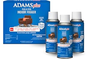 ADAMS Plus Flea & Tick Indoor Fogger, 3 x 3 oz Cans, Kills Fleas, Flea Eggs, Ants, House Flies, Wasps, Cockroaches, Mosquitoes and Many Other Listed Pests, Each Fogger Treats Up to 3000 Cu Ft, 9 Oz
