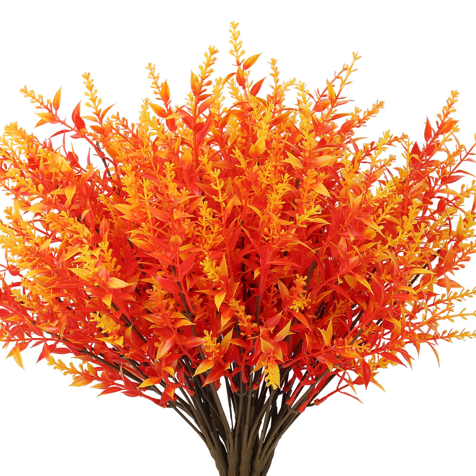 RECUTMS 8 Bundles Autumn Artificial Flowers Plastic Artificial Flowers Outdoor Faux Plants UV Resistant Decorative Artificial Plastic Flowers, Indoor Outside Hanging Planter Home Garden Decor (Golden) — image 1