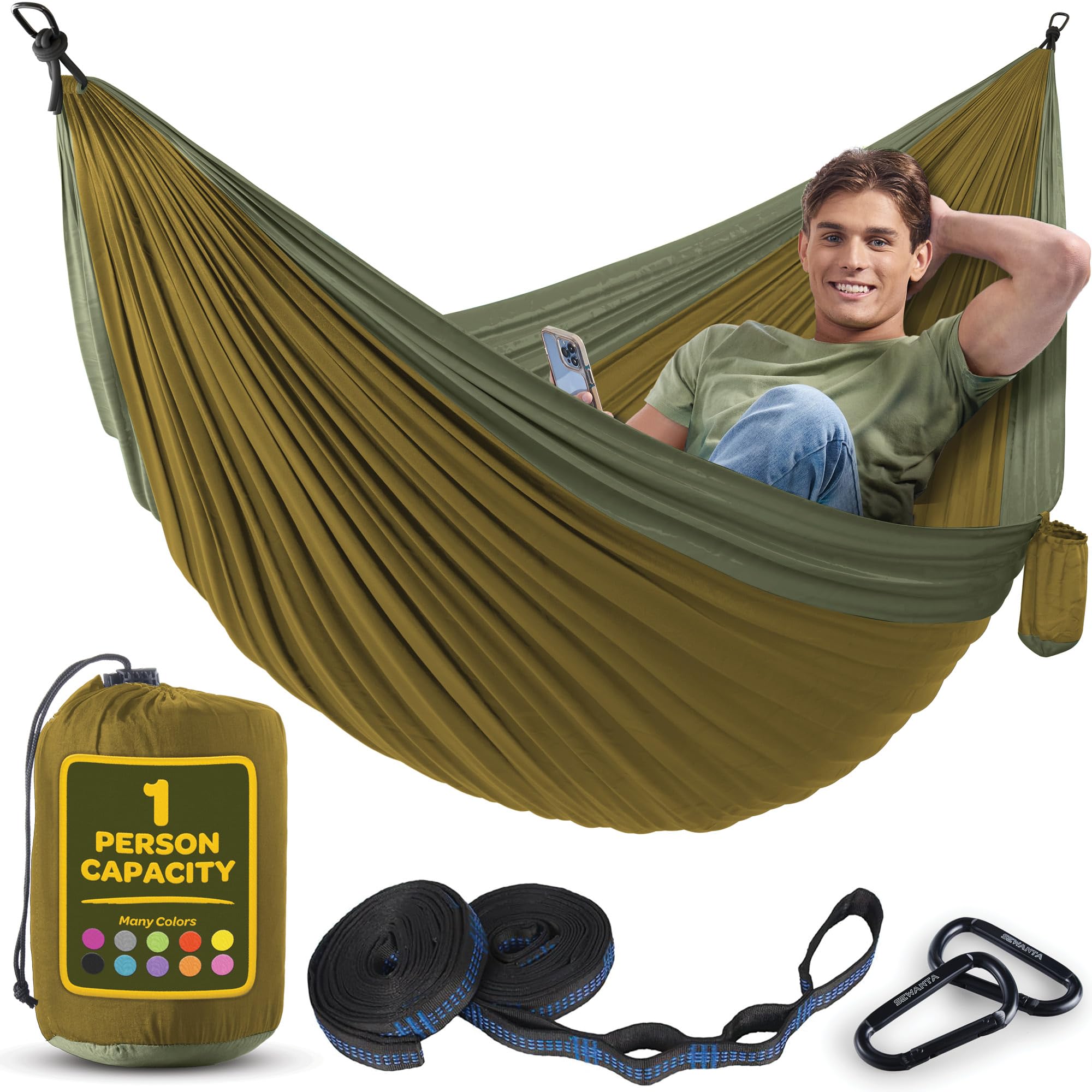 Durable Hammock 400 lb Capacity, Nylon Camping